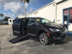 Brown Chrysler Pacifica with BraunAbility Side Entry Automatic Fold Out conversion