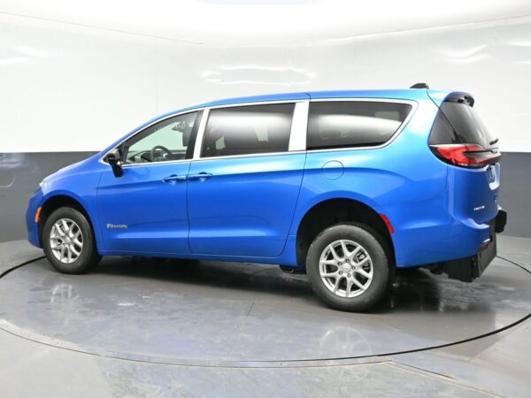 Blue Chrysler Pacifica with BraunAbility Rear Entry Manual Fold Out conversion