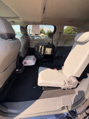 Blue Toyota Sienna with Driverge Rear Entry Manual Fold Out conversion