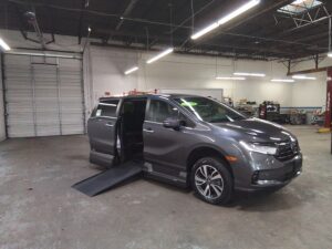 Grey Honda Odyssey with Vantage Mobility Side Entry Automatic In Floor conversion