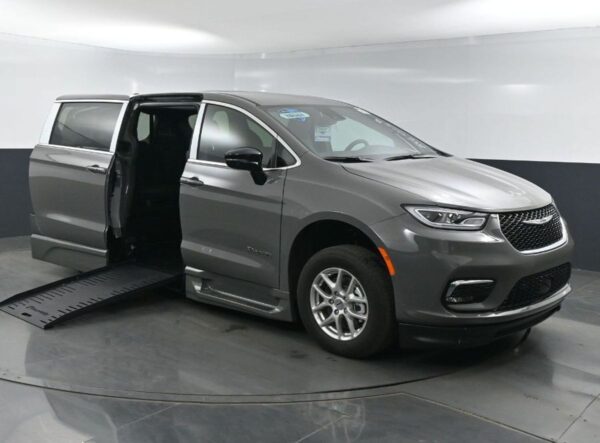 Grey Chrysler Pacifica with BraunAbility Side Entry Automatic Fold Out conversion