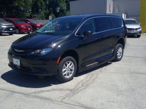 Black Chrysler Voyager with Vantage Mobility Side Entry Automatic In Floor conversion