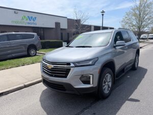 Grey Chevrolet Traverse with BraunAbility Side Entry Automatic In Floor conversion