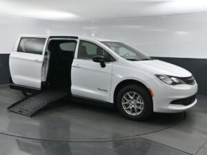 White Chrysler Voyager with BraunAbility Side Entry Manual Fold Out conversion