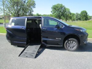 Blue Toyota Sienna with BraunAbility Side Entry Automatic Fold Out conversion