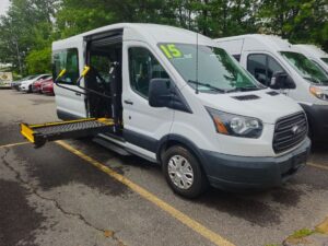 White Ford Transit with Other Side Entry Manual Fold Out conversion