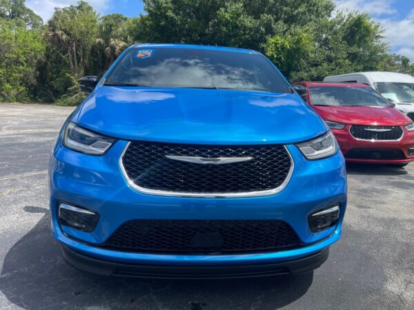 Blue Chrysler Pacifica with BraunAbility Side Entry Automatic In Floor conversion