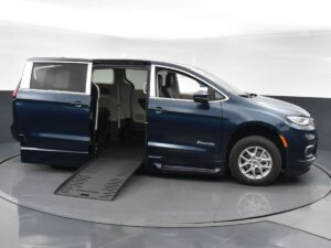 Blue Chrysler Pacifica with BraunAbility Side Entry Automatic Fold Out conversion