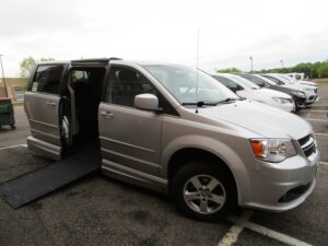 Silver Dodge Grand Caravan with Vantage Mobility Side Entry Automatic In Floor conversion