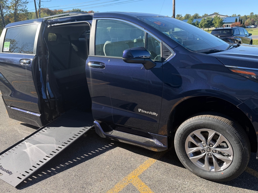 Blue Toyota Sienna with BraunAbility Side Entry Automatic In Floor conversion