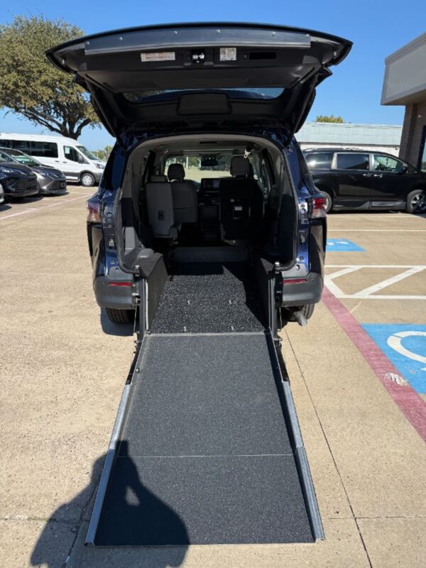 Blue Toyota Sienna with Driverge Rear Entry Manual Fold Out conversion