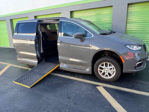 Grey Chrysler Pacifica with Driverge Side Entry Automatic Fold Out conversion