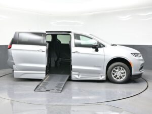Silver Chrysler Pacifica with BraunAbility Side Entry Automatic Fold Out conversion