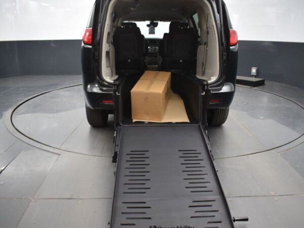 Black Chrysler Voyager with BraunAbility Rear Entry Manual Fold Out conversion