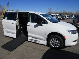 White Chrysler Voyager with Vantage Mobility Side Entry Automatic In Floor conversion