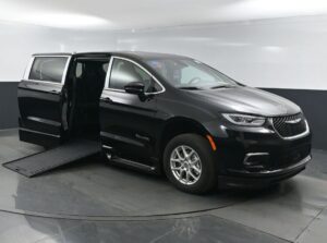 Black Chrysler Pacifica with BraunAbility Side Entry Automatic In Floor conversion