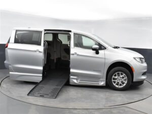 Silver Chrysler Voyager with BraunAbility Side Entry Automatic Fold Out conversion