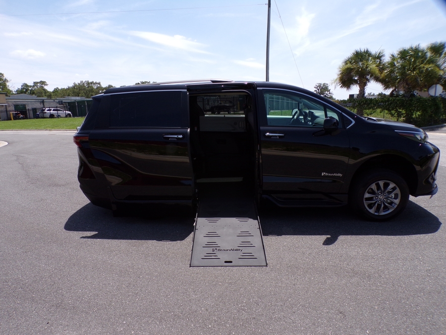 Black Toyota Sienna with BraunAbility Side Entry Automatic Fold Out conversion