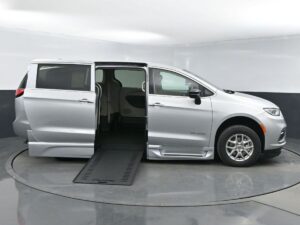 Silver Chrysler Pacifica with BraunAbility Side Entry Automatic In Floor conversion