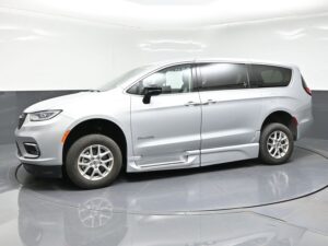 Silver Chrysler Pacifica with BraunAbility Side Entry Automatic Fold Out conversion