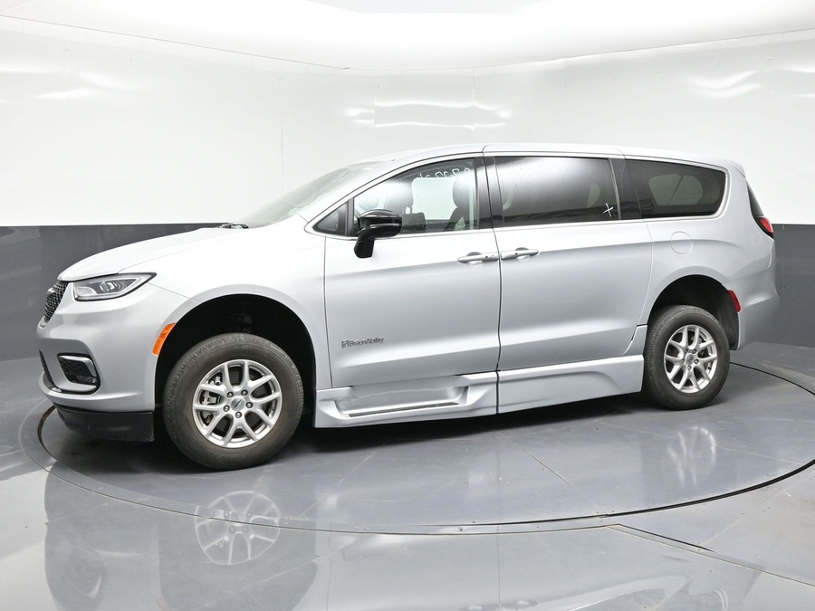 Silver Chrysler Pacifica with BraunAbility Side Entry Automatic Fold Out conversion