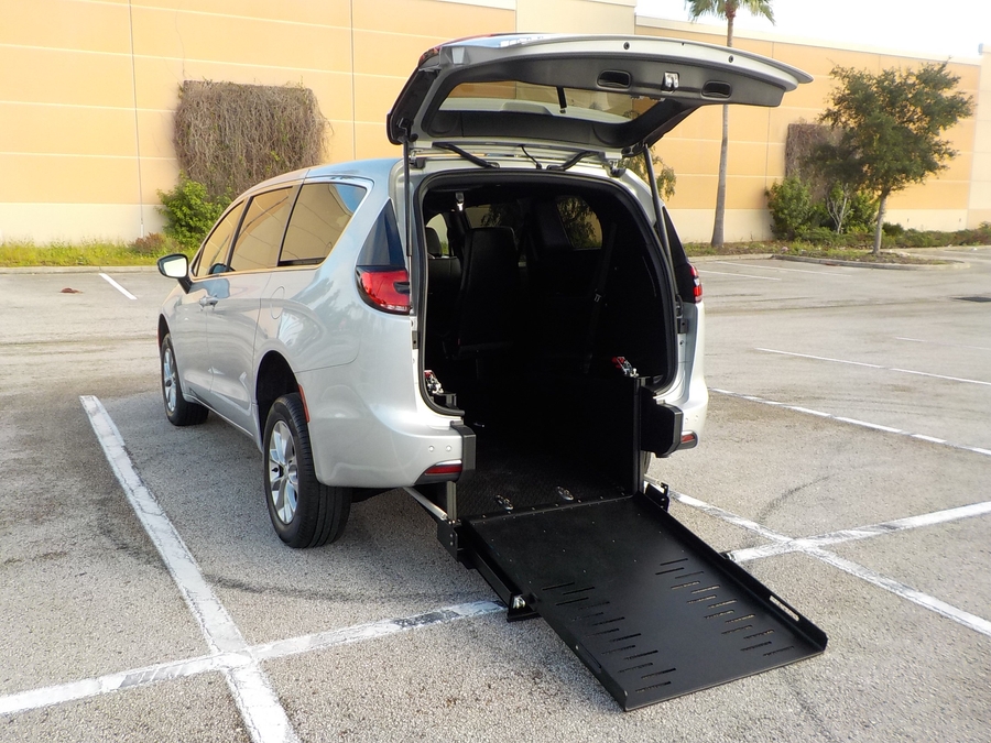 Silver Chrysler Pacifica with FR Conversions Rear Entry Manual Fold Out conversion