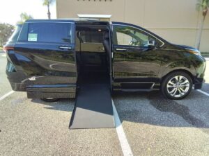 Black Toyota Sienna with Vantage Mobility Side Entry Automatic In Floor conversion