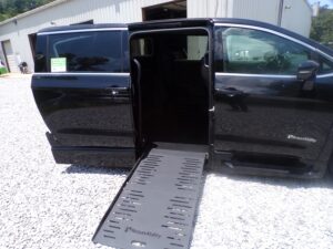 Black Chrysler Pacifica with BraunAbility Side Entry Automatic Fold Out conversion