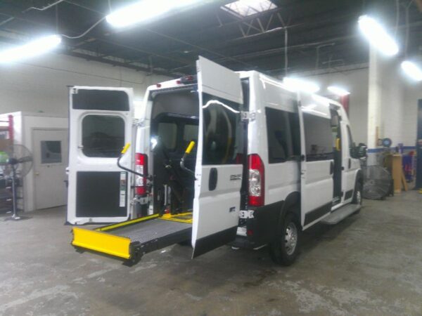 White Ram ProMaster with Driverge Rear Entry Automatic Fold Out conversion