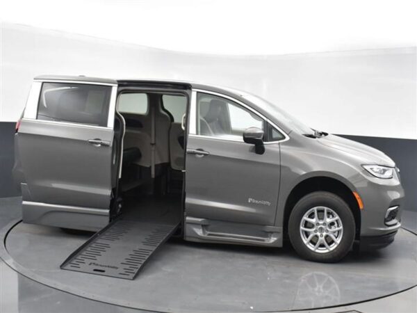 Grey Chrysler Pacifica with BraunAbility Side Entry Automatic Fold Out conversion
