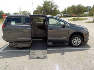 Grey Chrysler Voyager with BraunAbility Side Entry Automatic Fold Out conversion