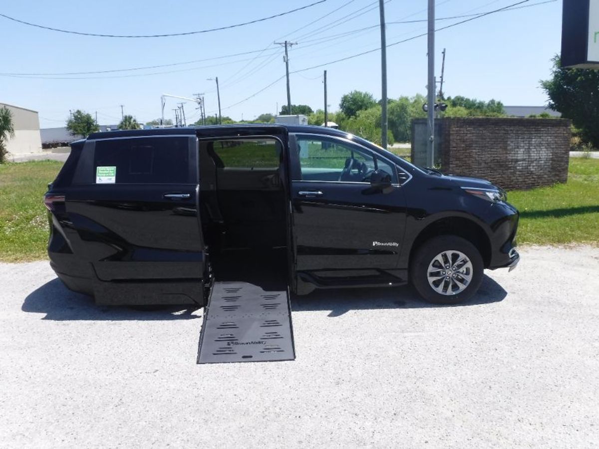 Black Toyota Sienna with BraunAbility Side Entry Automatic Fold Out conversion