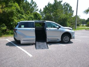 Silver Toyota Sienna with BraunAbility Side Entry Automatic Fold Out conversion