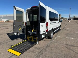 White Ford Transit with Driverge Rear Entry Automatic Fold Out conversion