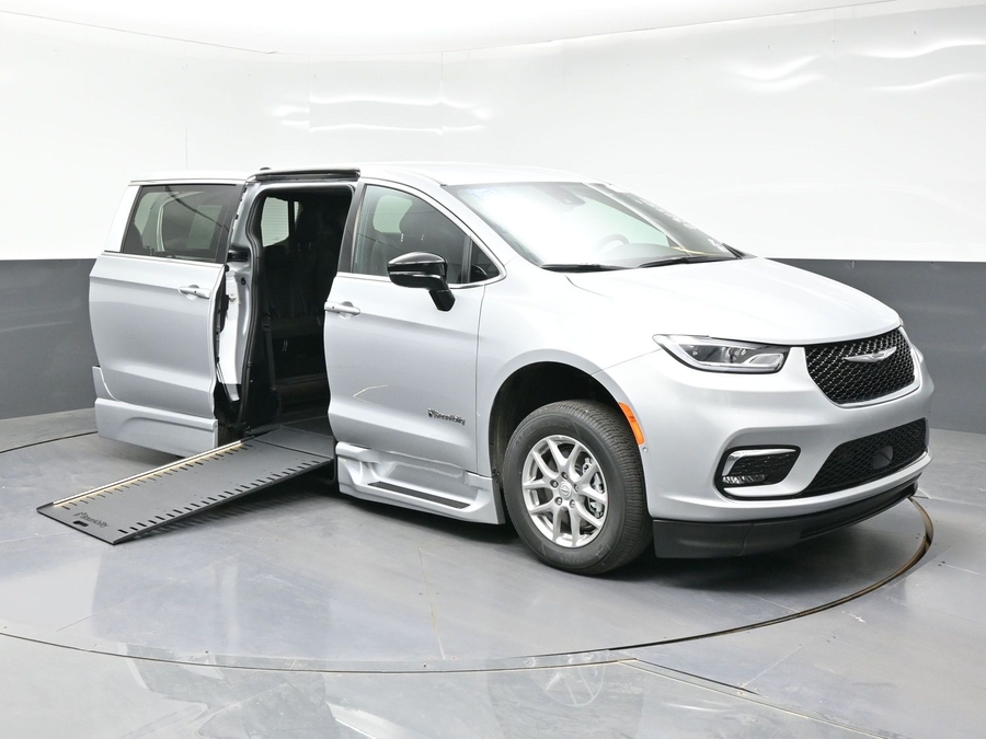 Silver Chrysler Pacifica with BraunAbility Side Entry Automatic In Floor conversion