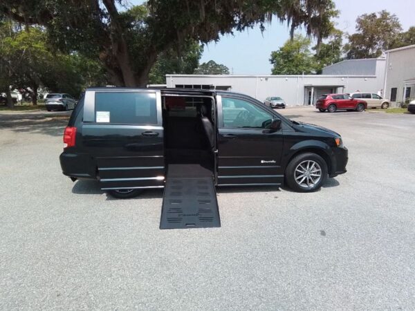 Black Dodge Grand Caravan with BraunAbility Side Entry Manual Fold Out conversion