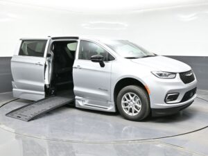Silver Chrysler Pacifica with BraunAbility Side Entry Automatic Fold Out conversion
