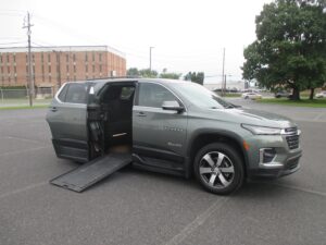 Silver Chevrolet Traverse with BraunAbility Side Entry Automatic In Floor conversion