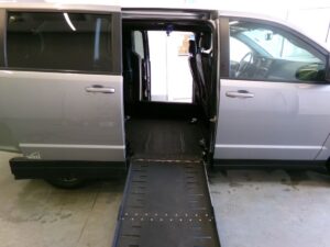 Silver Dodge Grand Caravan with Vantage Mobility Side Entry Automatic Fold Out conversion