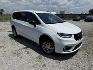 White Chrysler Pacifica with FR Conversions Rear Entry Manual Fold Out conversion