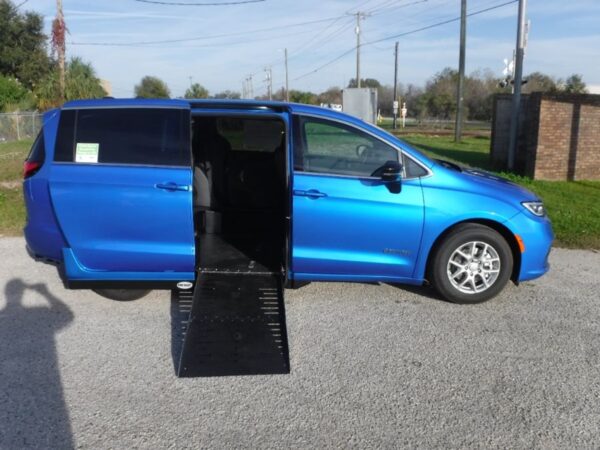 Blue Chrysler Pacifica with Driverge Side Entry Automatic Fold Out conversion