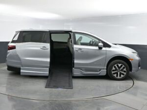 Silver Honda Odyssey with BraunAbility Side Entry Automatic In Floor conversion