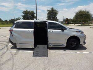 Silver Toyota Sienna with BraunAbility Side Entry Automatic Fold Out conversion