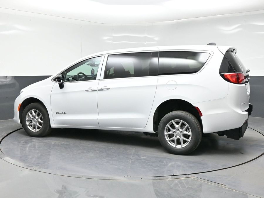 White Chrysler Voyager with BraunAbility Rear Entry Manual Fold Out conversion