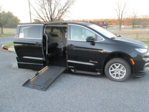 Black Chrysler Pacifica with BraunAbility Side Entry Automatic Fold Out conversion