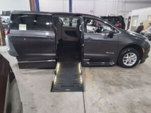 Grey Chrysler Voyager with BraunAbility Side Entry Automatic Fold Out conversion