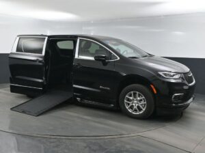Black Chrysler Pacifica with BraunAbility Side Entry Automatic In Floor conversion