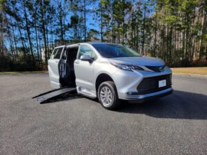 Silver Toyota Sienna with BraunAbility Side Entry Automatic Fold Out conversion