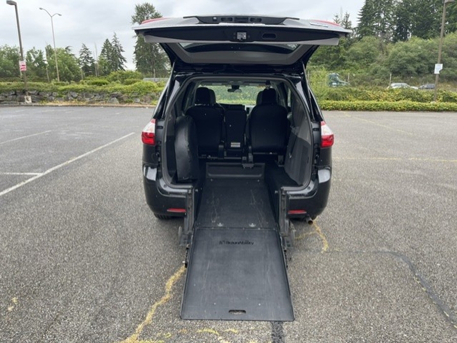 Black Toyota Sienna with BraunAbility Rear Entry Manual Fold Out conversion