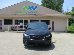 Black Chrysler Pacifica with BraunAbility Side Entry Automatic Fold Out conversion